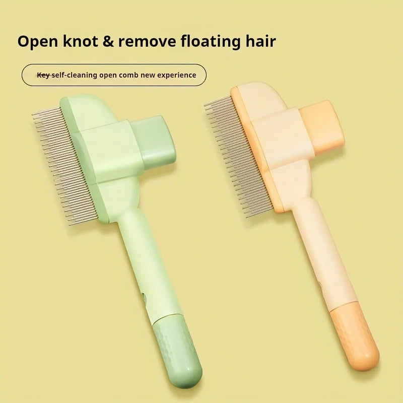 Gentle pet grooming comb removing loose hair from a dog's coat