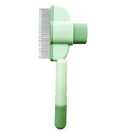 Gentle pet grooming comb removing loose hair from a dog's coat
