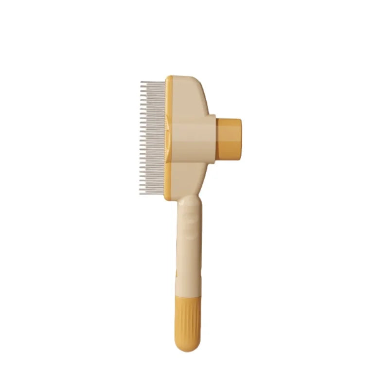 Gentle pet grooming comb removing loose hair from a dog's coat